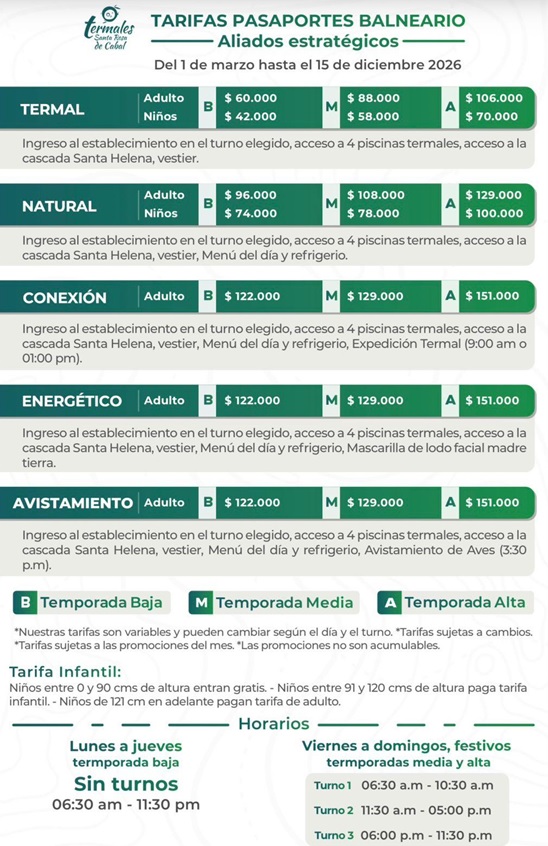 tarifas-2026-pasaportes-balneario - Hoteles en el Quindío Eje Cafetero, Alojamientos, Alquiler de fincas Pasaportes Balneario