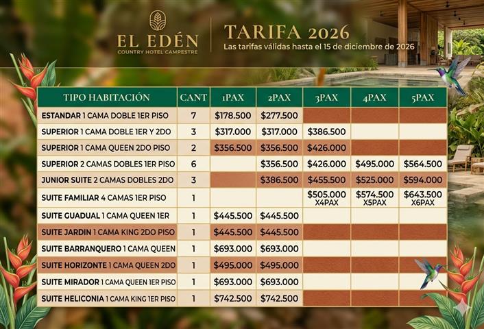tarifas-hotel-country - Hoteles en el Quindío Eje Cafetero, Alojamientos, Alquiler de fincas Tarifas Hotel Eden Country